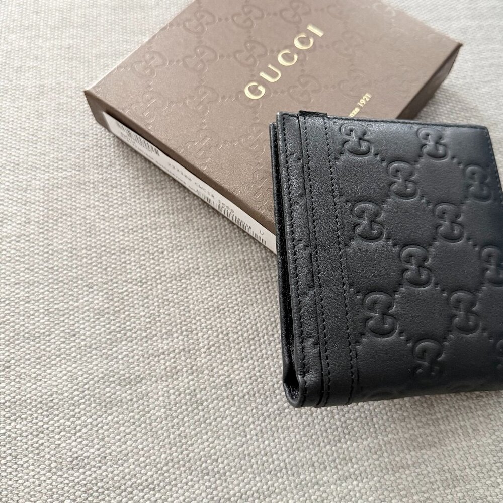 Display #1 Gucci Bifold Black Guccissima Leather Bifold Wallet - Picture 4 of 10